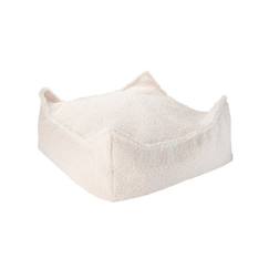 Chambre et rangement-Pouf enfant carré bouclette BOUCLYN CREAM WHITE