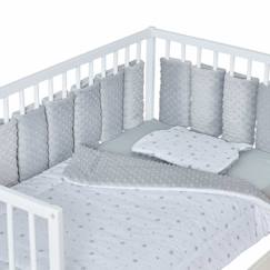 -Tour de lit modulable 10 pièces en minky extra doux, MINKY Gris Pour lit bébé de 60x120 ou 70x140 cm