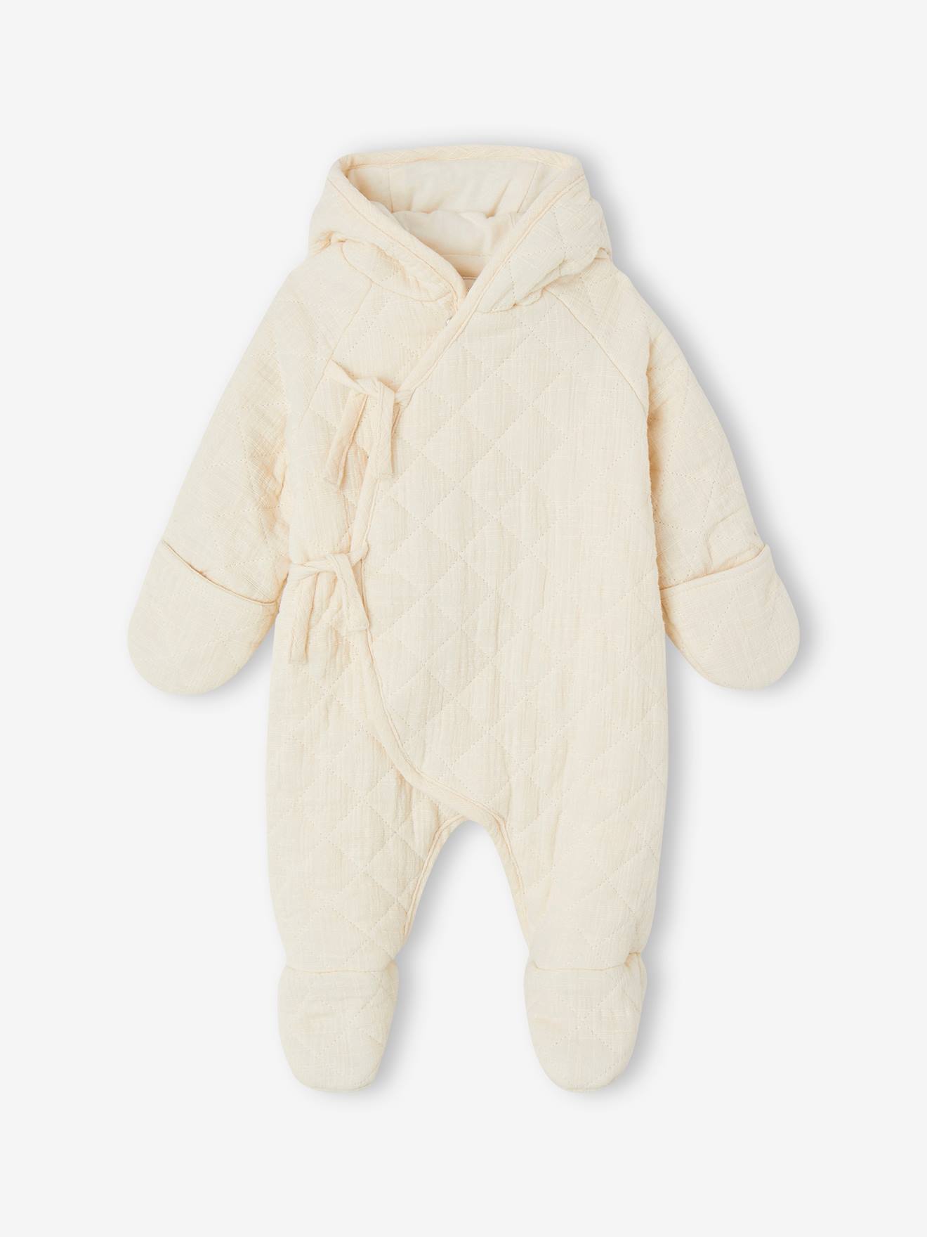 Combi-pilote mixte en gaze de coton bébé écru