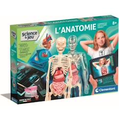 Jouet-Clementoni - Coffret apprentissage de l'anatomie en 3D - Squelette, moule d'un cerveau ... - Application Réalité Augmentée