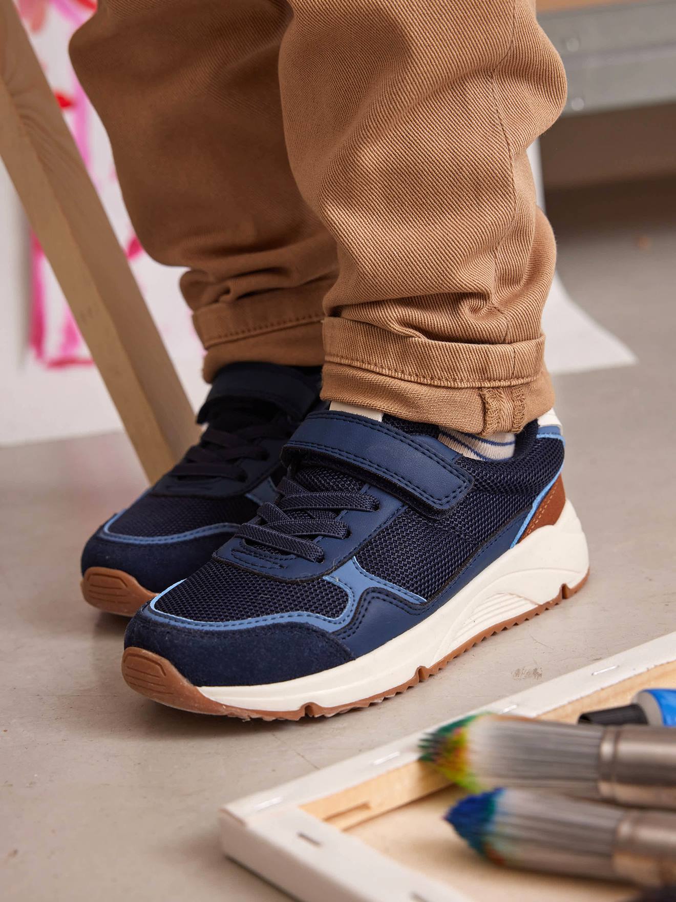 Baskets sport enfant semelle épaisse lot bleu
