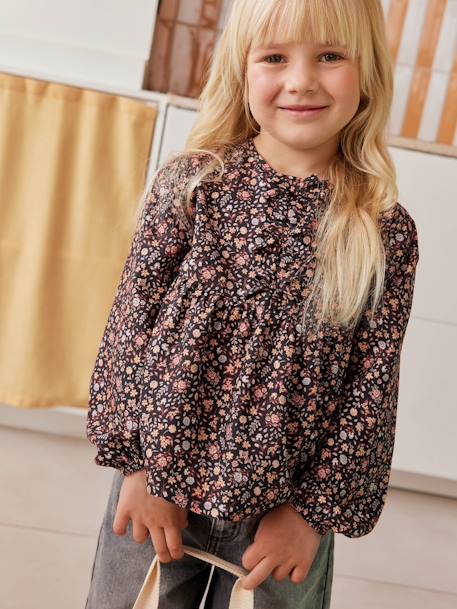 Fille-Chemise, blouse, tunique-Blouse à fleurs fille