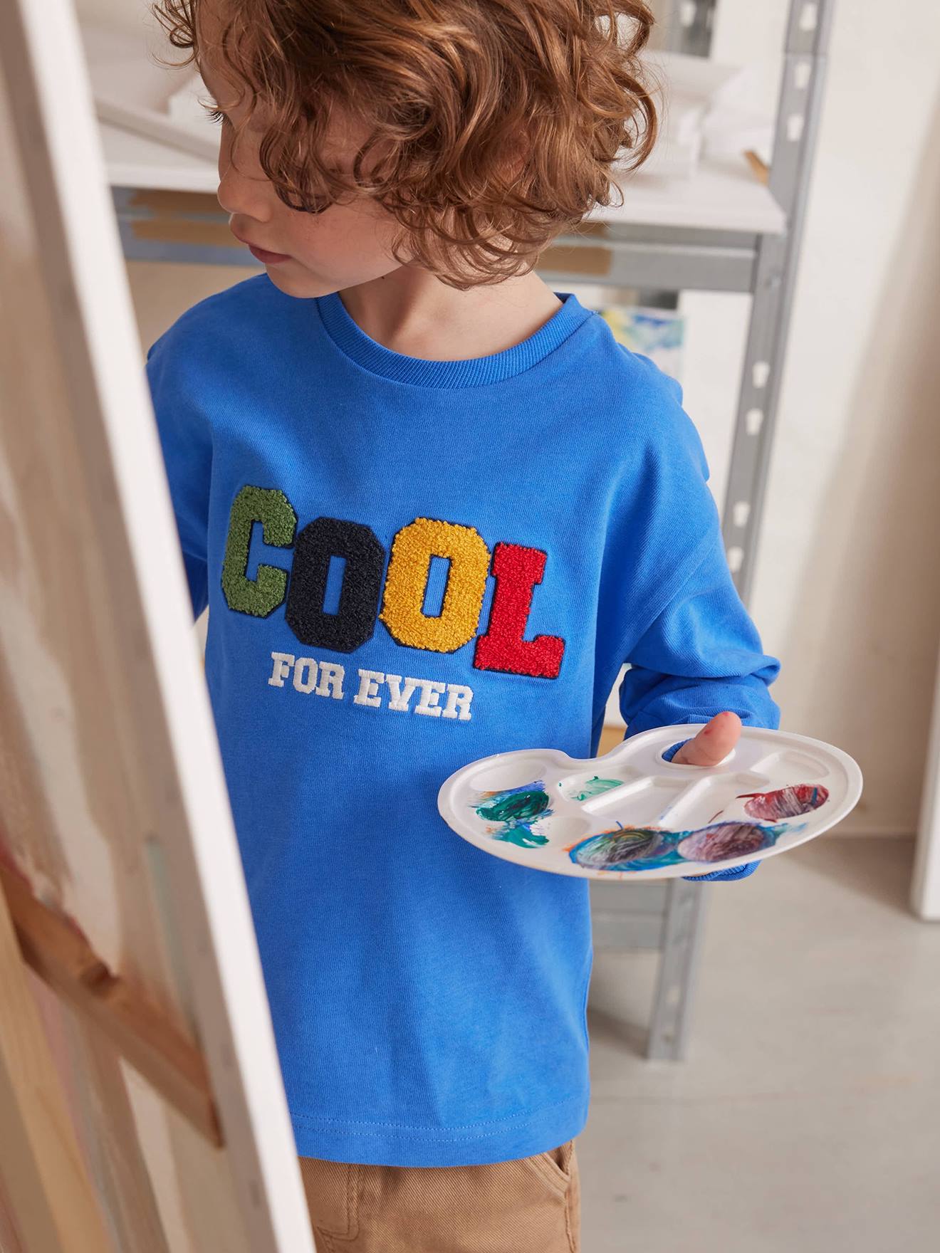 T-shirt cool garçon bleu électrique