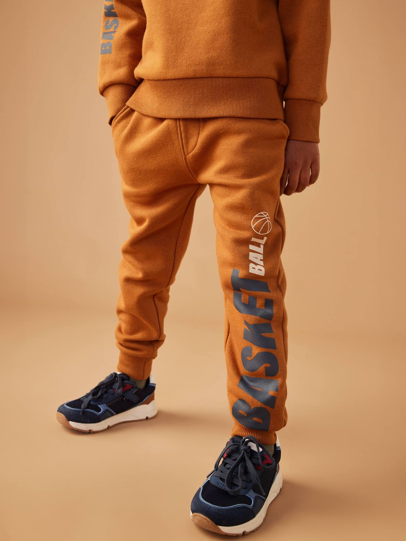 Jogging garçon maxi typo noisette