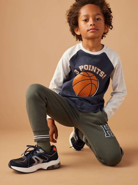 Pantalon garçon jogging sport en molleton lichen+marine 2 - vertbaudet enfant 