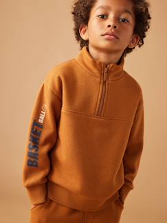 Sweat col camionneur sport garçon motif basket sur manche  - vertbaudet enfant