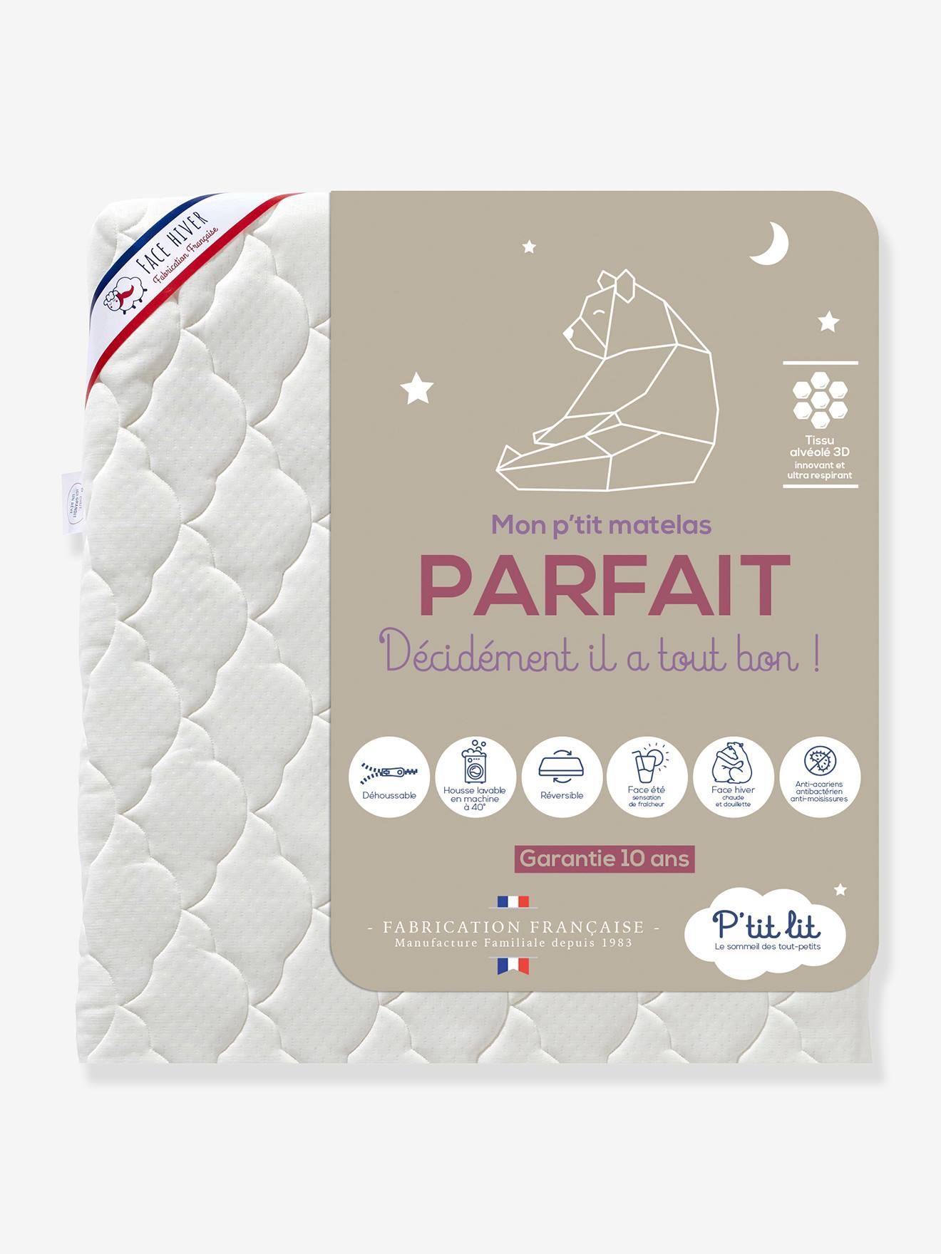 Matelas bébé Parfait déhoussable blanc