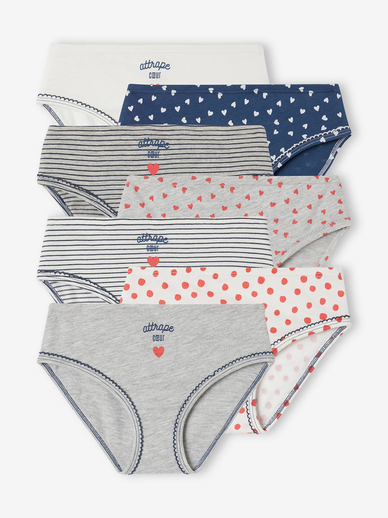 Lot de 7 culottes coeur fille marine