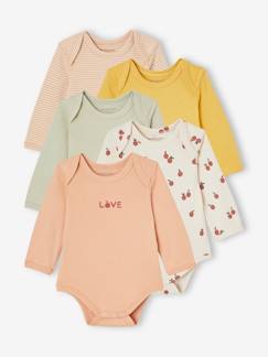 Bébé-Body-Lot 5 Bodies Manches Longues Ouverture US Fruits