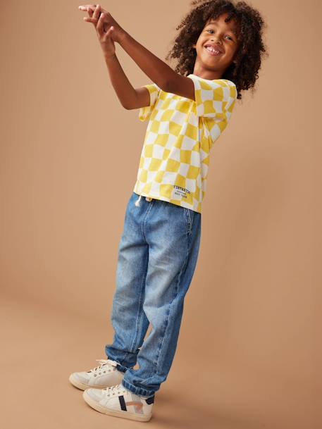 Jean garçon large facile à enfiler denim black+denim bleached+denim brut+gris+stone 43 - vertbaudet enfant 
