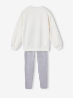 Ensemble Sweat Imprimé + Legging Flare Fille - Tenue Confortable Et Stylée Pour L'École Ou Les Sorties - Vertbaudet