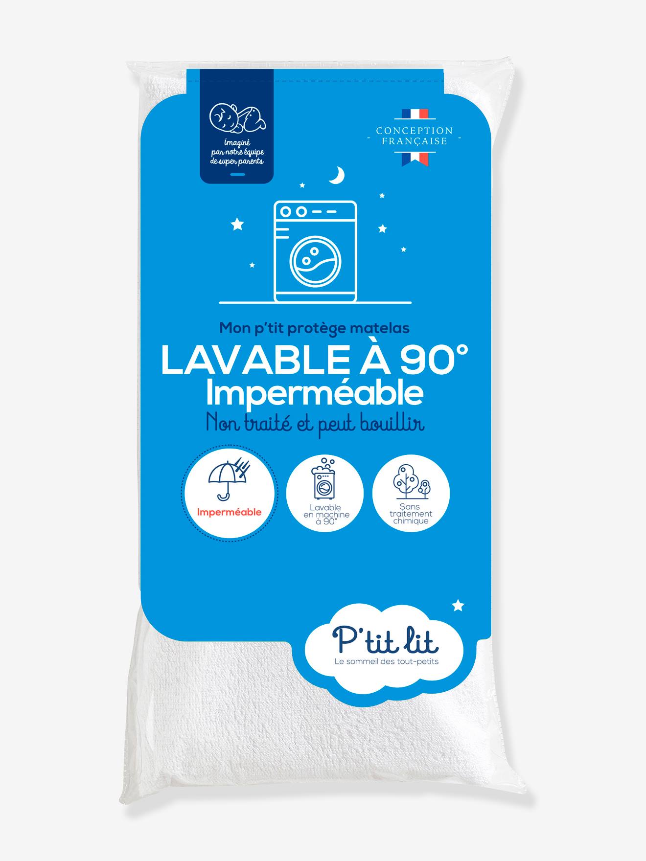 Protège matelas imperméable peut bouillir 90°C blanc