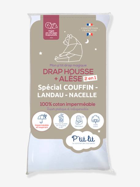 P'Tit Lit - Drap magique 2 en 1 : drap-housse / alèse P'TIT LIT blanc