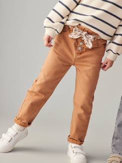 -Pantalon fille paperbag ceinture foulard 