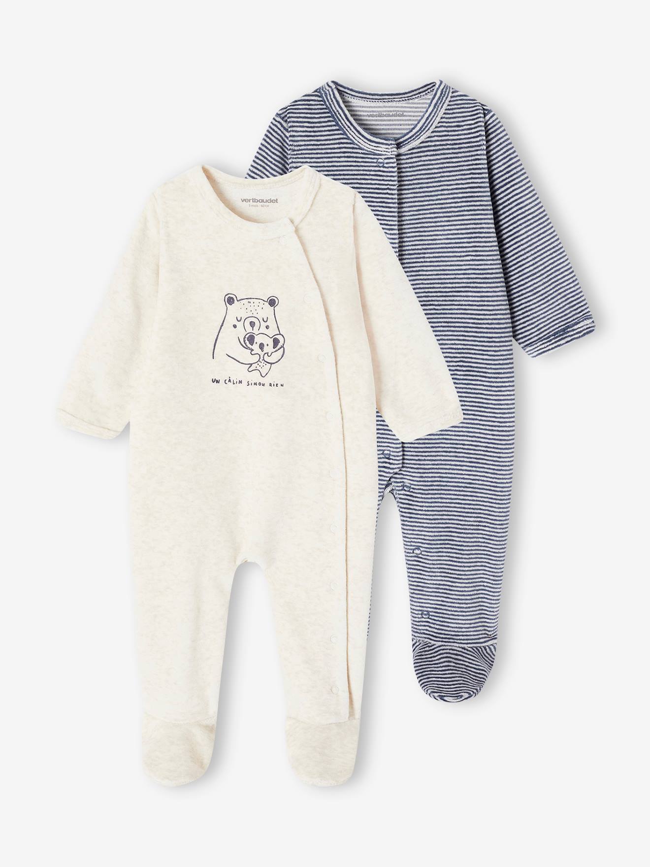 Lot de 2 pyjamas bébé garçon en velours bleu nuit