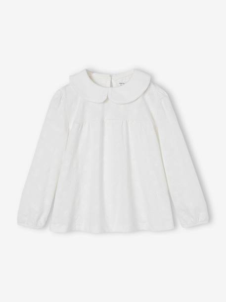 Fille-T-shirt blouse en broderie anglaise fille manches longues
