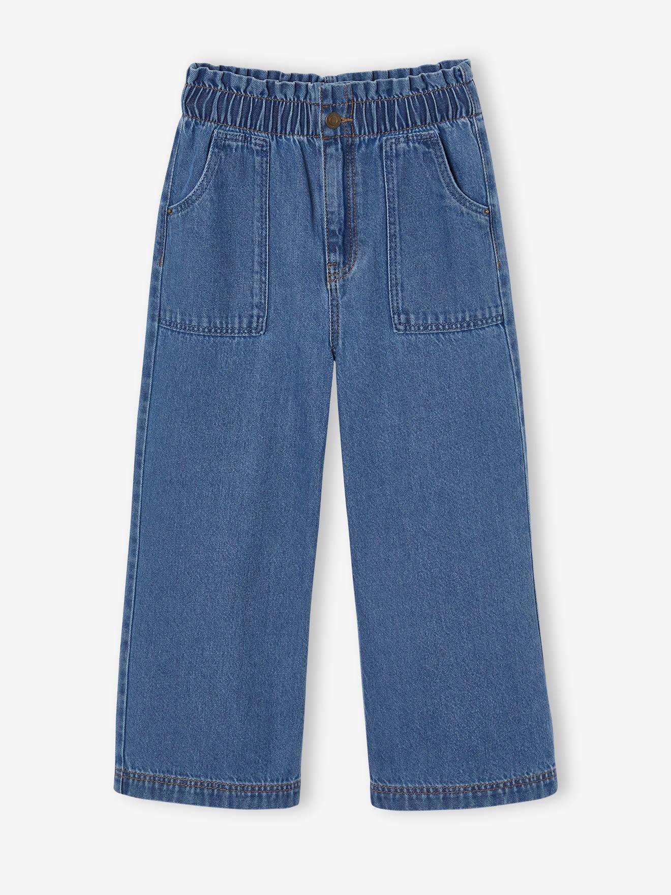 Jean large charpentier fille bleu moyen