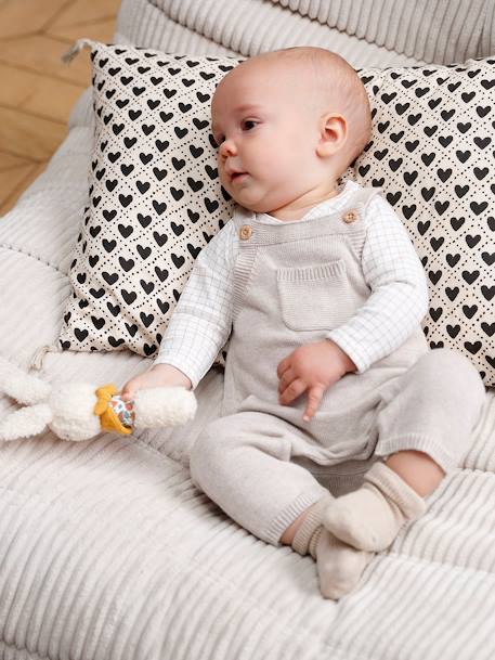 Vertbaudet - Salopette en tricot bébé beige chiné