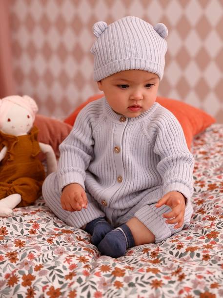 Bébé-Ensemble bébé combinaison et bonnet à oreilles en tricot