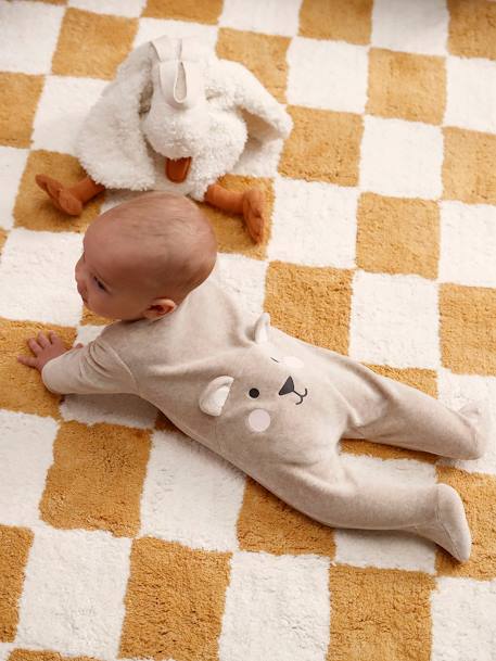 Pyjama bébé mixte velours animal personnalisable beige chiné+gris chiné 1 - vertbaudet enfant 