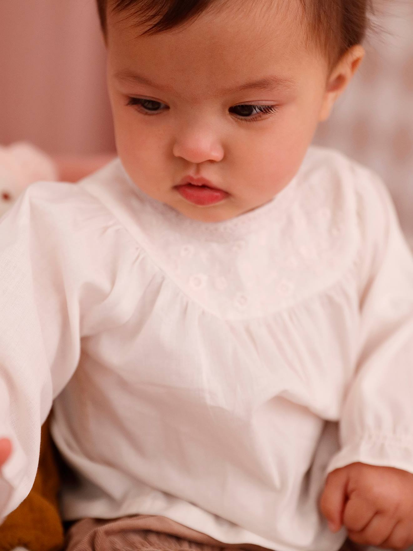 Blouse brodée bébé naissance écru
