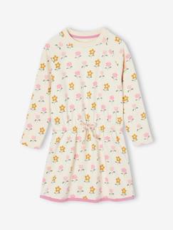 -Robe en molleton motifs fleurs fille