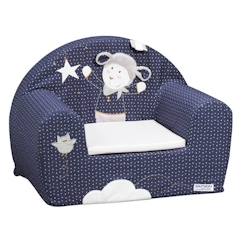 -Fauteuil club pour enfant - Sauthon - Merlin - Bleu - Déhoussable