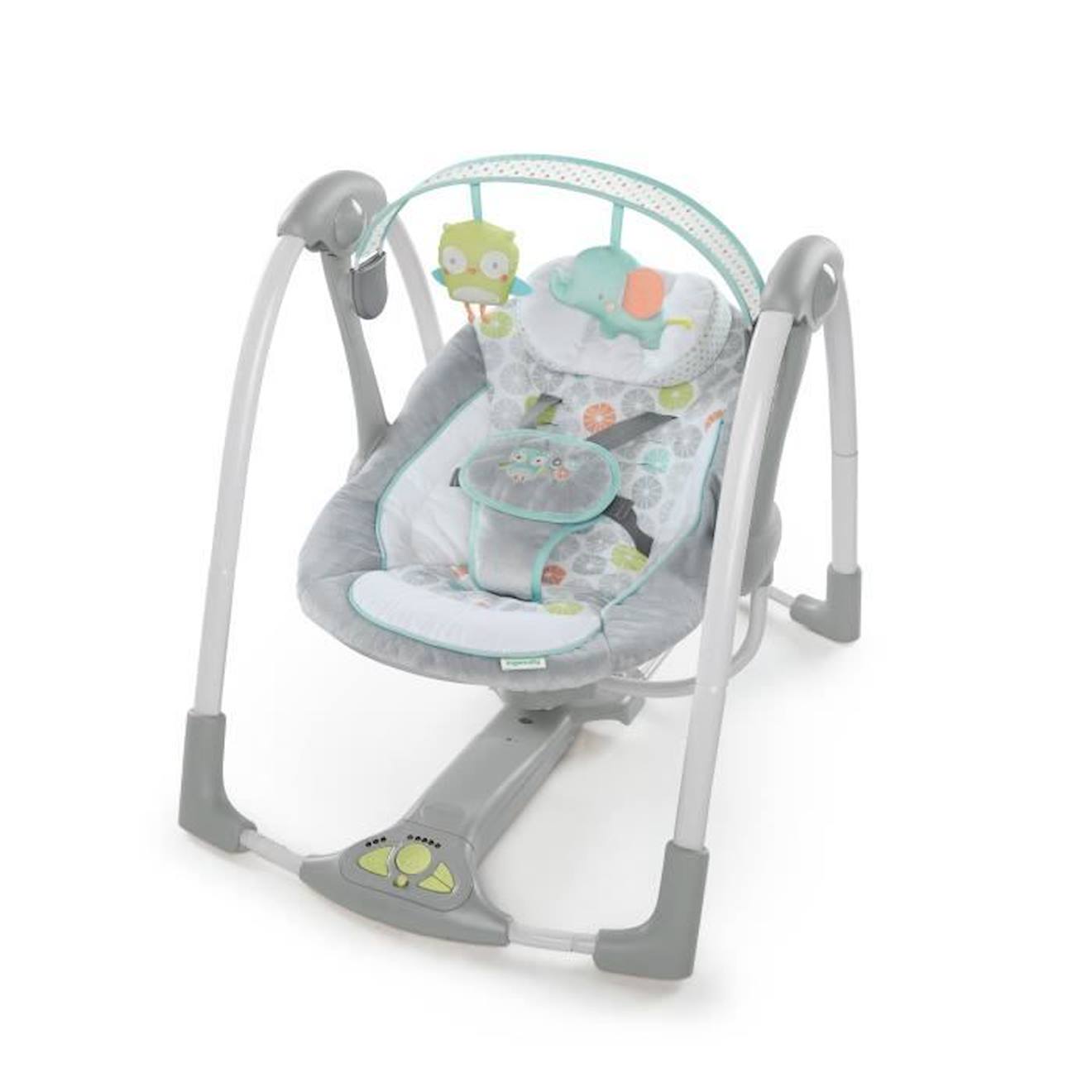 Ingenuity - Ingenuity Balancelle Compacte Swing And Go Hugs & Hoots Gris