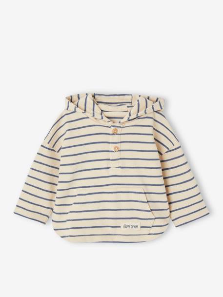 T-shirt à capuche bébé bleu glacier+sable+tomette 8 - vertbaudet enfant 