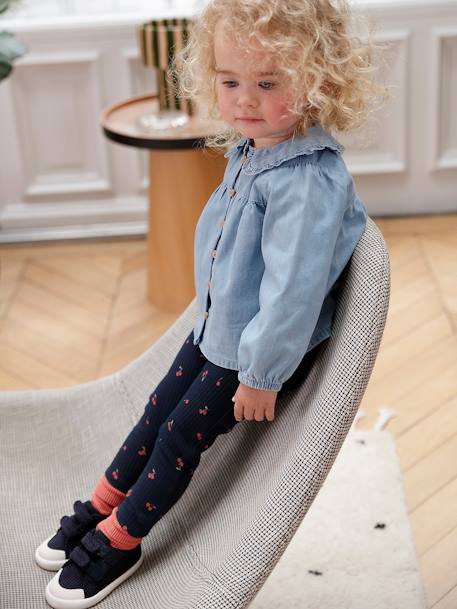 Blouse bébé fille en denim léger personnalisable denim bleached 6 - vertbaudet enfant 