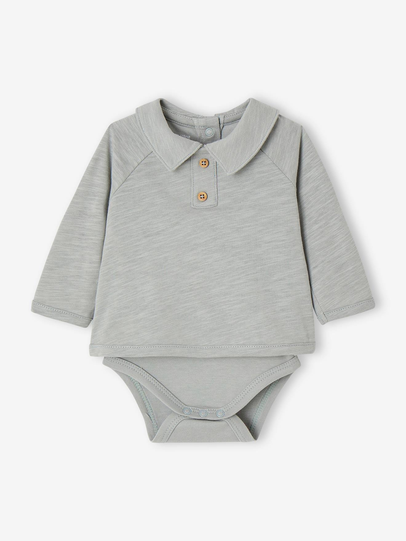 Tee-shirt body naissance manches longues vert sauge