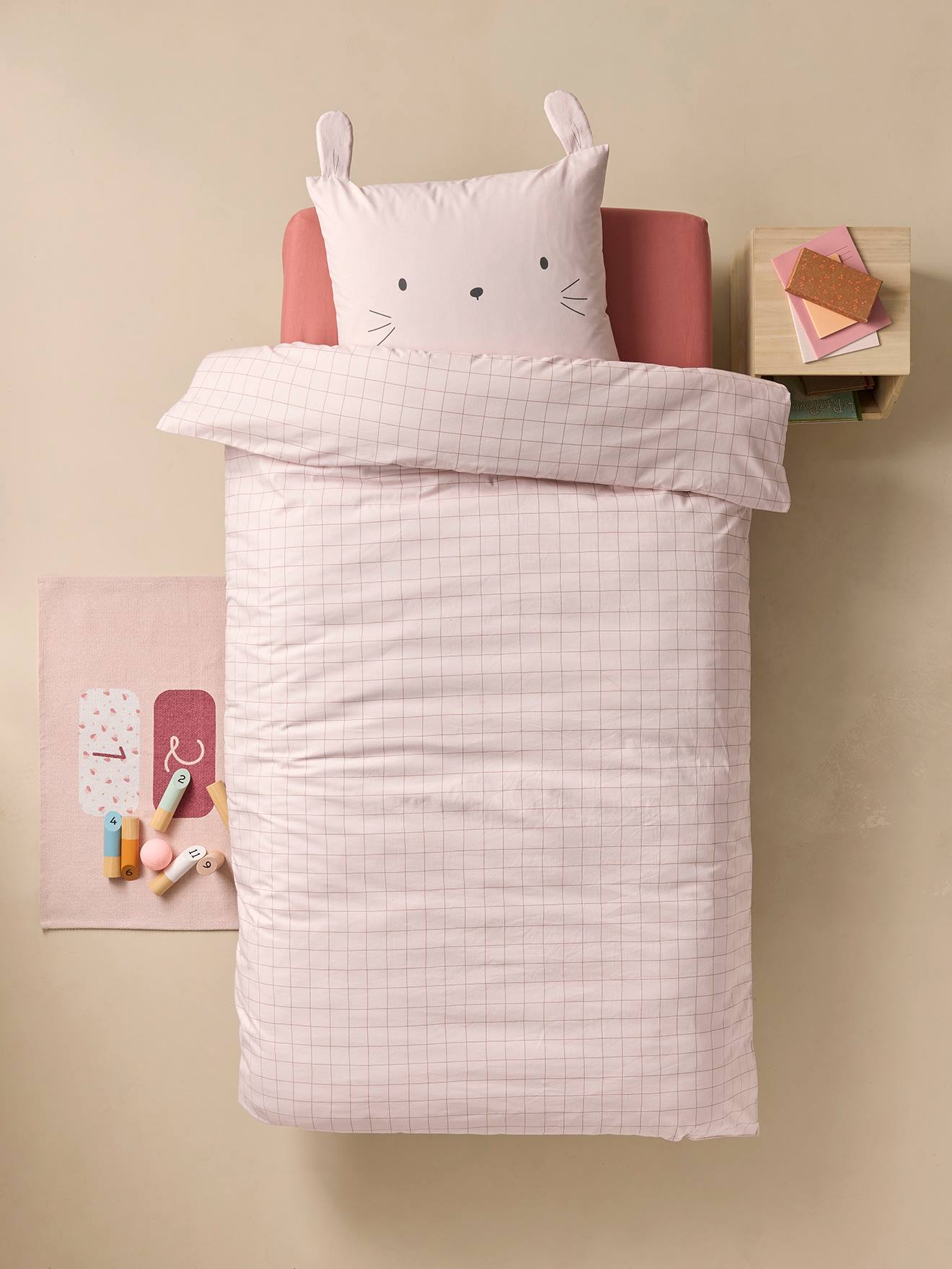 Parure enfant Magicouette CARONIMOS, avec coton recyclé carreaux rose