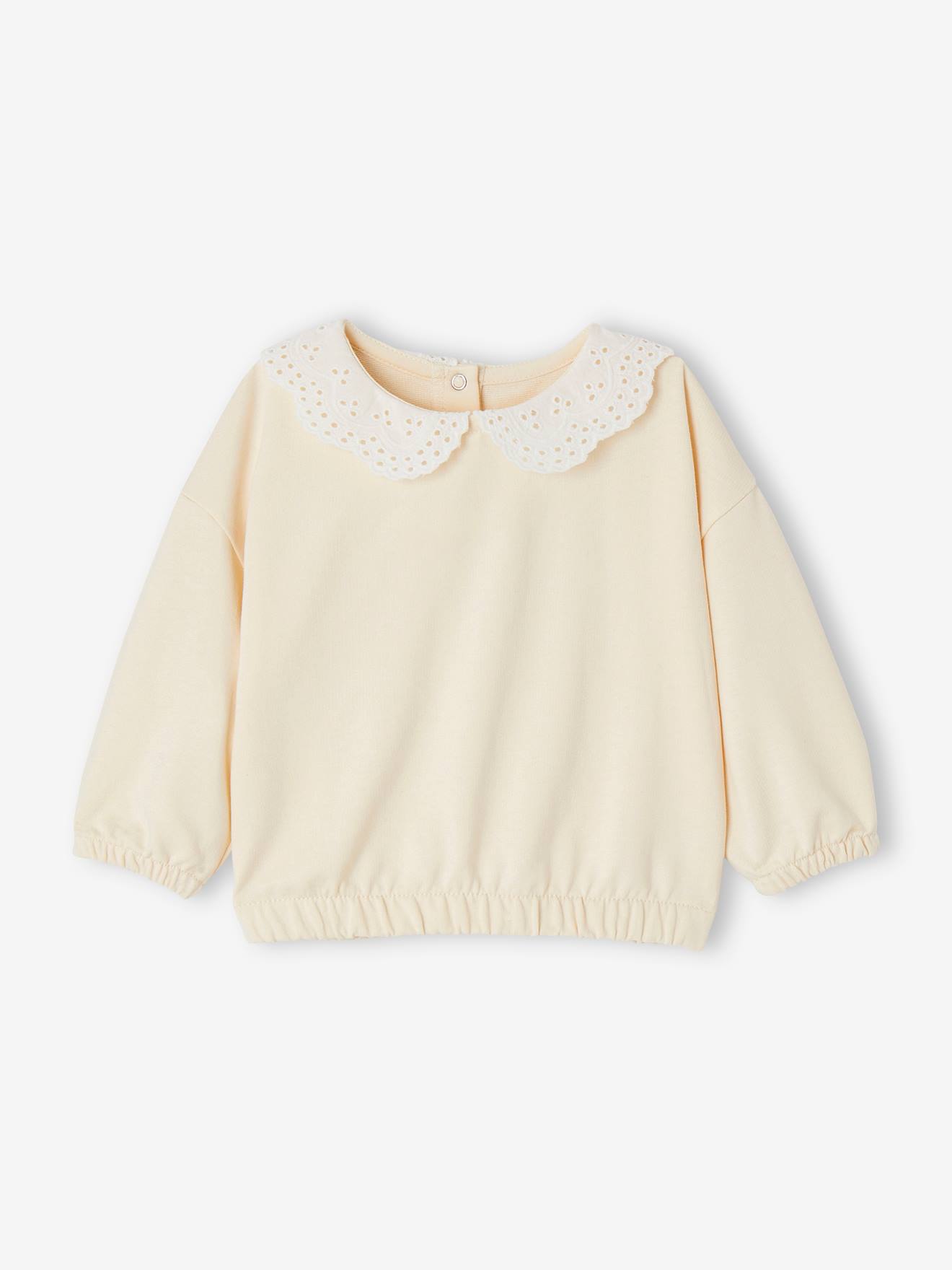 Sweat col brodé bébé personnalisable vanille