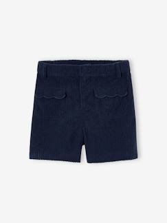 -Short velours fille poches festonnées