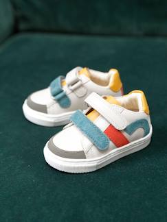 Chaussures-Chaussures bébé 17-26-Baskets bébé garçon cuir à scratchs