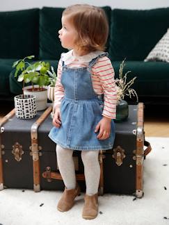 -Robe salopette en denim bébé bretelles volantées