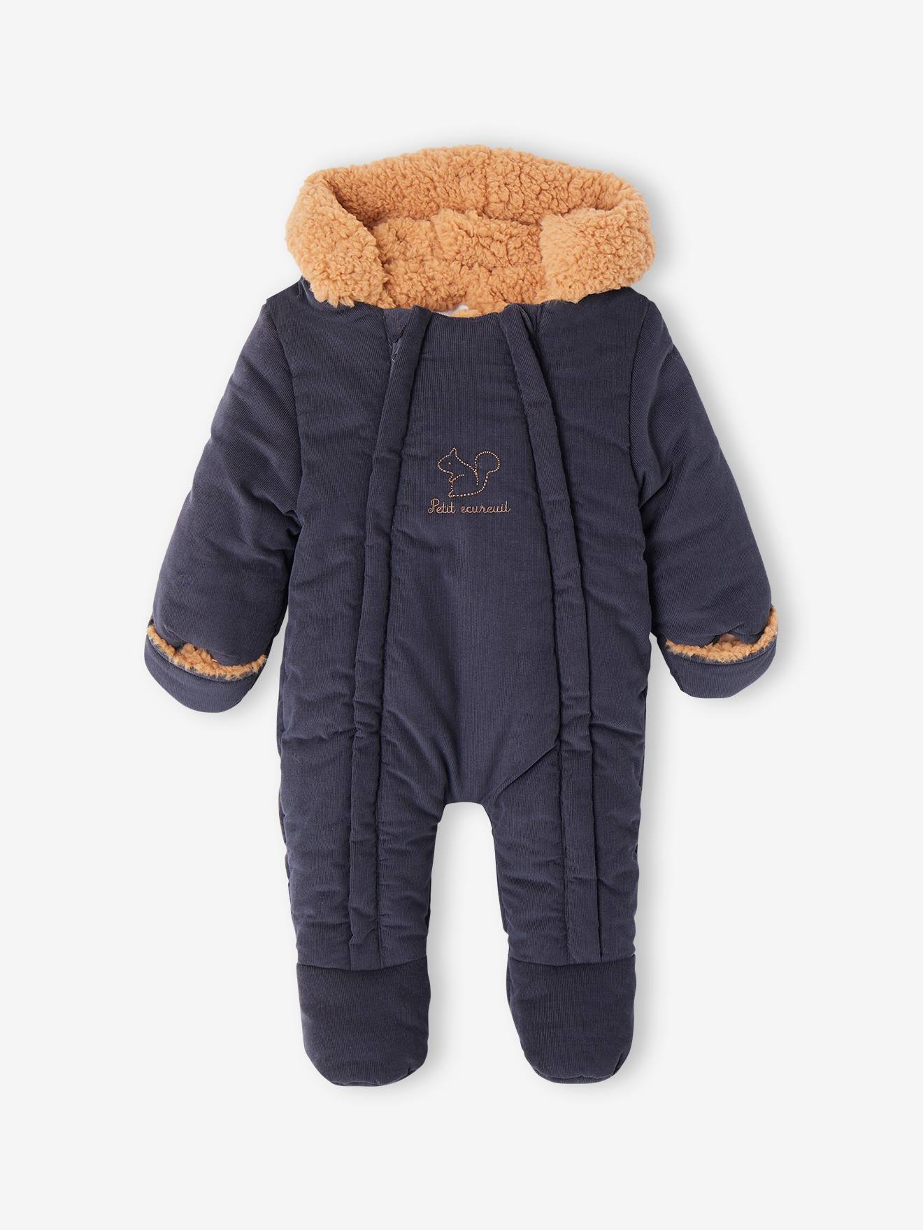 Combi-pilote en velours bébé doublée sherpa marine