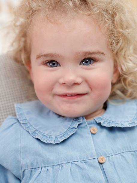 Blouse bébé fille en denim léger personnalisable denim bleached 1 - vertbaudet enfant 