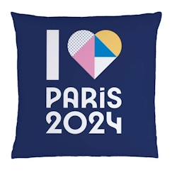 Linge de maison et décoration-Coussin carré PARIS 2024 Jeux Olympiques Cœur - Bleu marine - 40x40cm