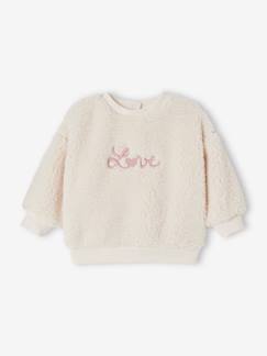 -Sweat-shirt brodé amour en sherpa bébé