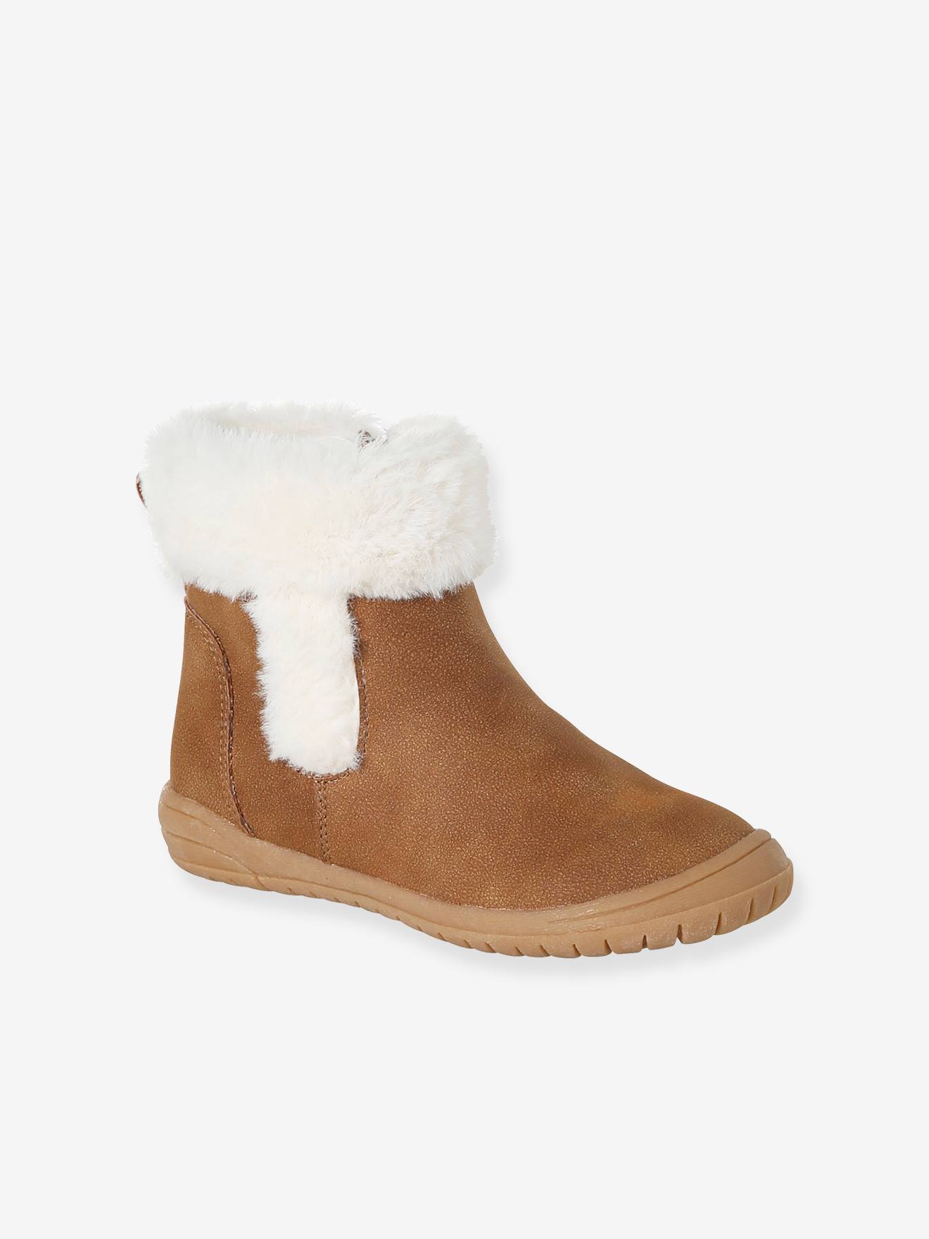 Bottines enfant fille synthtique fourres zippes marron 40 €