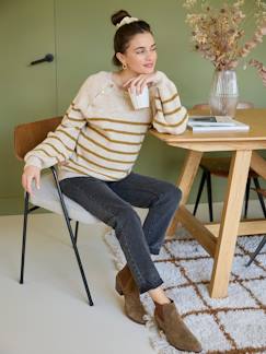 Vêtements de grossesse-Pull style marinière grossesse et allaitement ouvertures raglan