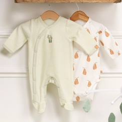 -Pyjama bébé - Sauthon - Botanica - Velours - Rayures vertes - Taille 1 mois