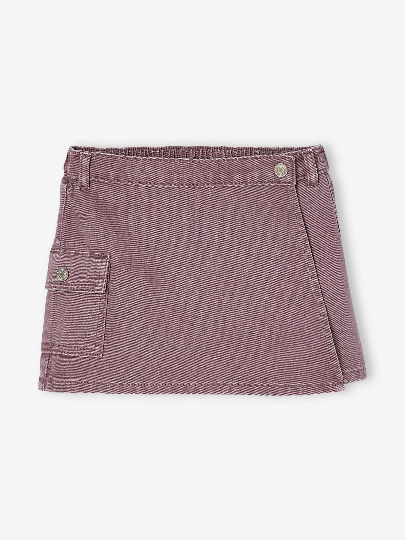 Jupe-short fille poche cargo mauve