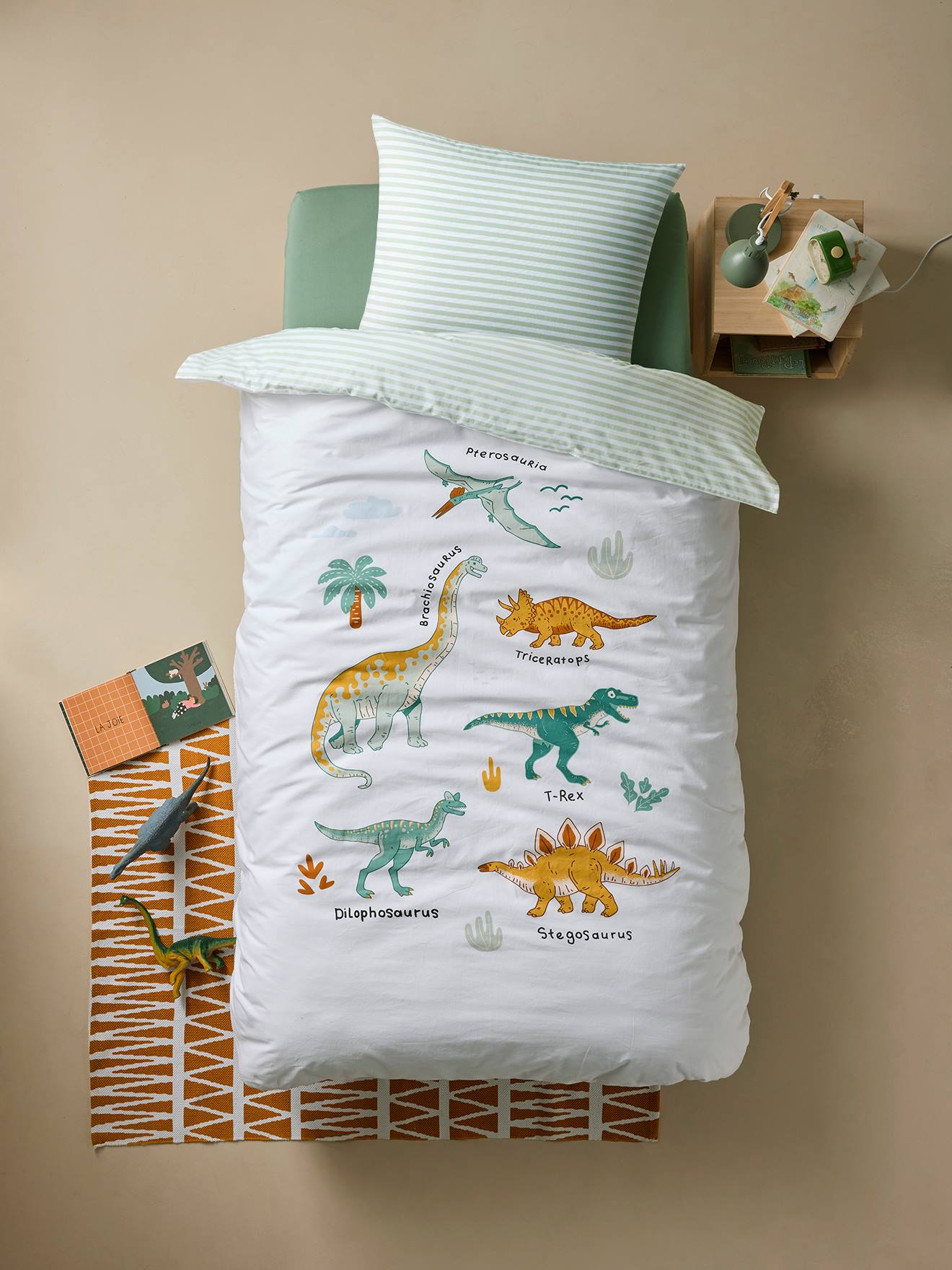 Parure enfant Magicouette DINOS, avec coton recyclé blanc imprimé