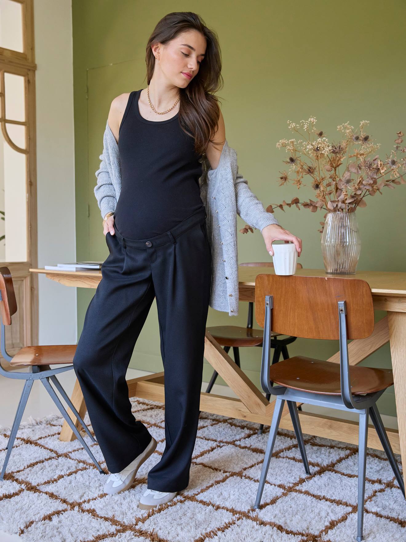 Pantalon de ville de grossesse coupe large noir