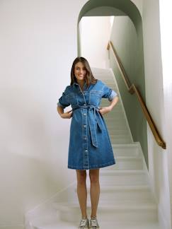 -Robe chemise en jean grossesse et allaitement