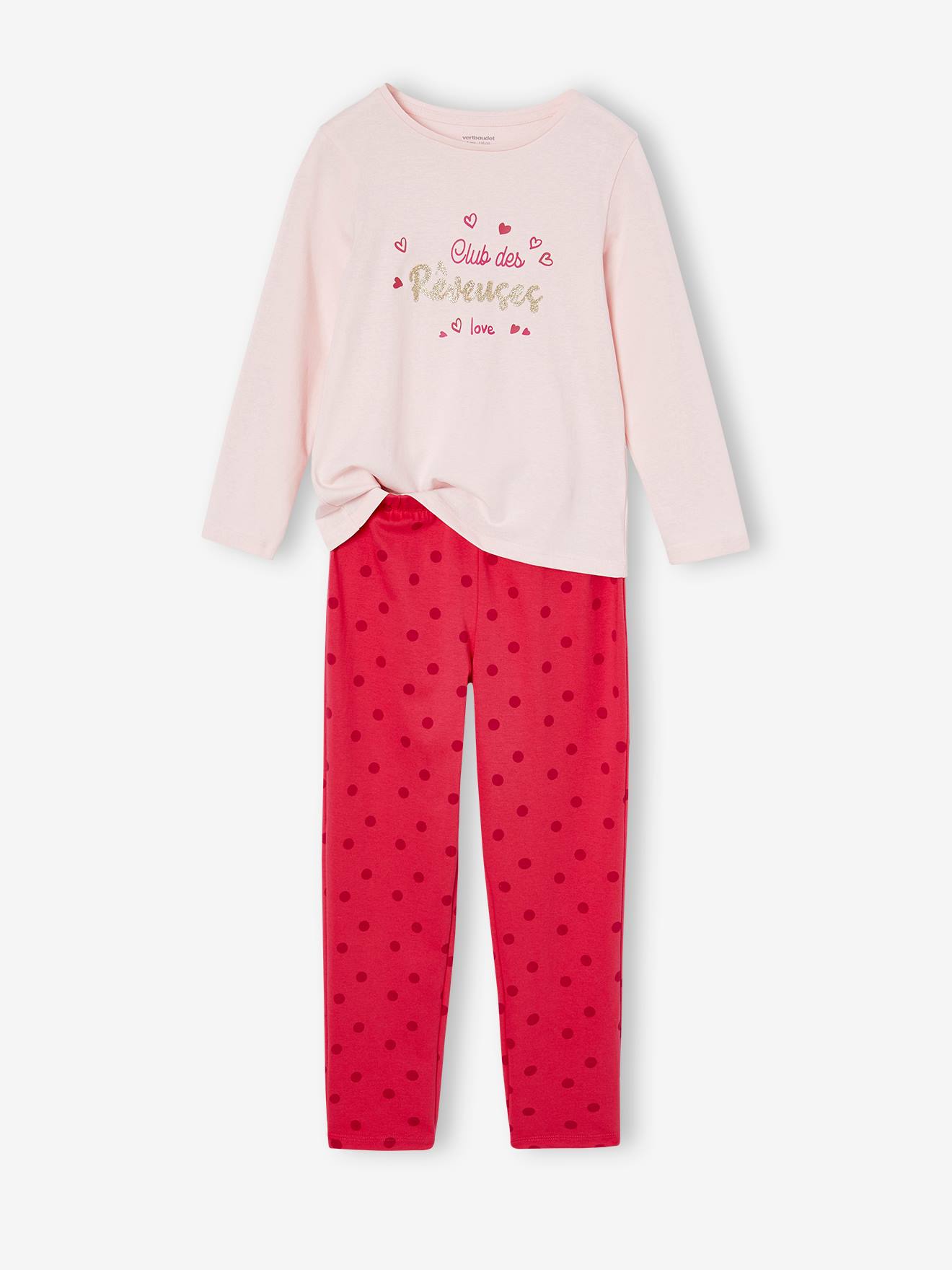 Pyjama fille BASICS motif Club des rêveuses glitter framboise