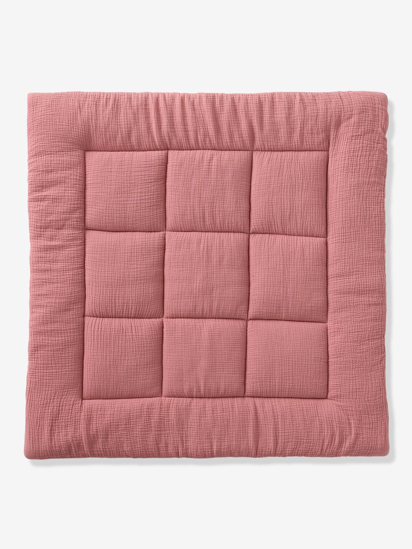 Tapis de sol / Fond de parc uni gaze et percale de coton terracotta