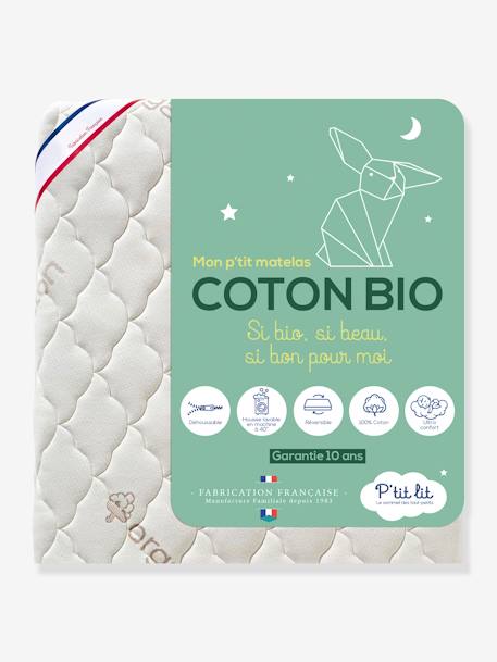 P'Tit Lit - Matelas bébé déhoussable Coton bio* blanc